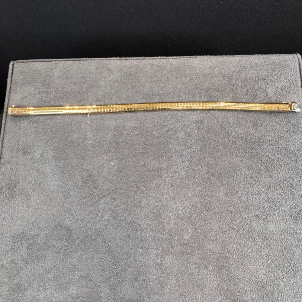 Alabaster 14KT GP Omega Chain Bracelet Gold Tone 7.25 Inch Flat Link Vintage - Picture 5 of 13